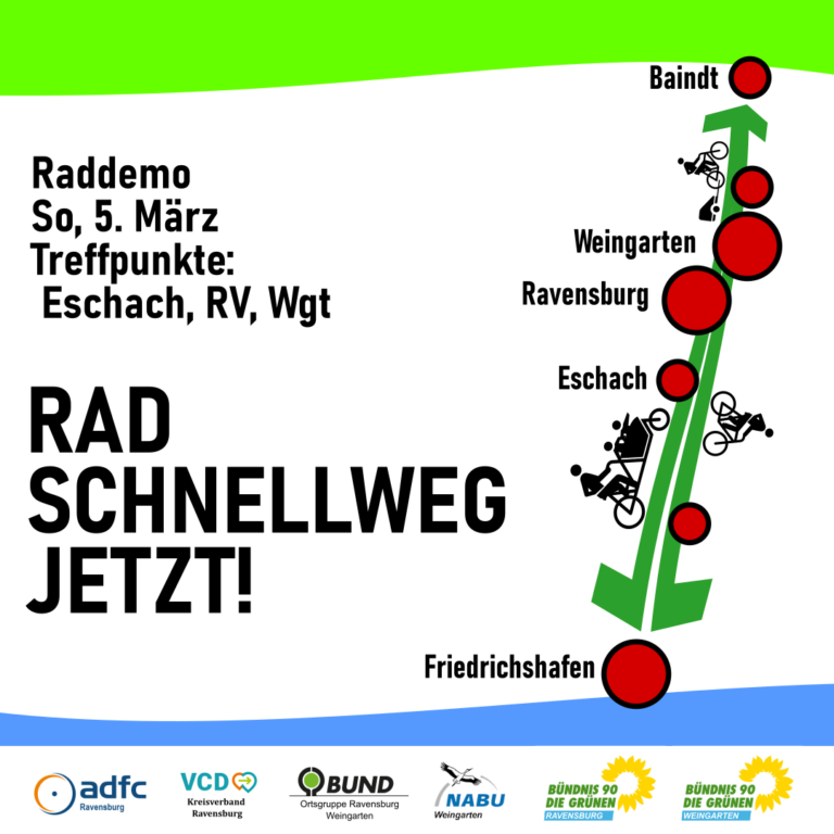 Raddemo für den Radschnellweg Friedrichshafen – Baindt